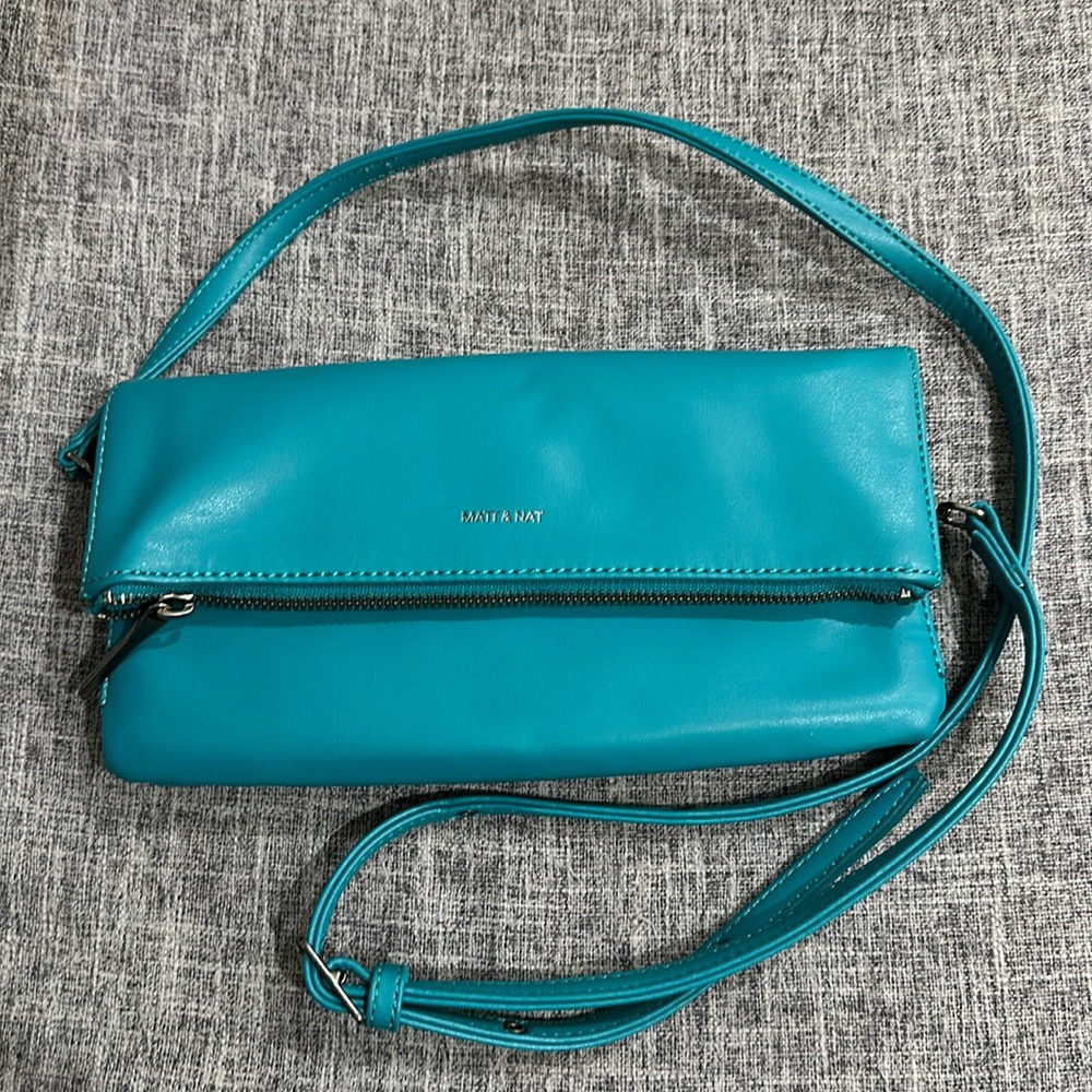 MATT & NAT Foldober Crossbody Purse Teal. New!